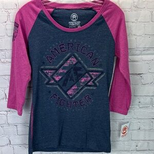 ⭐️NWT American fighter 3/4 sleeve woman’s Bradford SZ SM. Slate grey/pink, black
